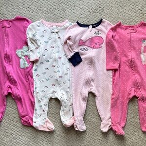 Pajamas sleep and play footie feetie set of four 
Infant baby girl 9 months pink
